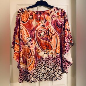 Chicos Vibrant Paisley and Animal Print Poncho